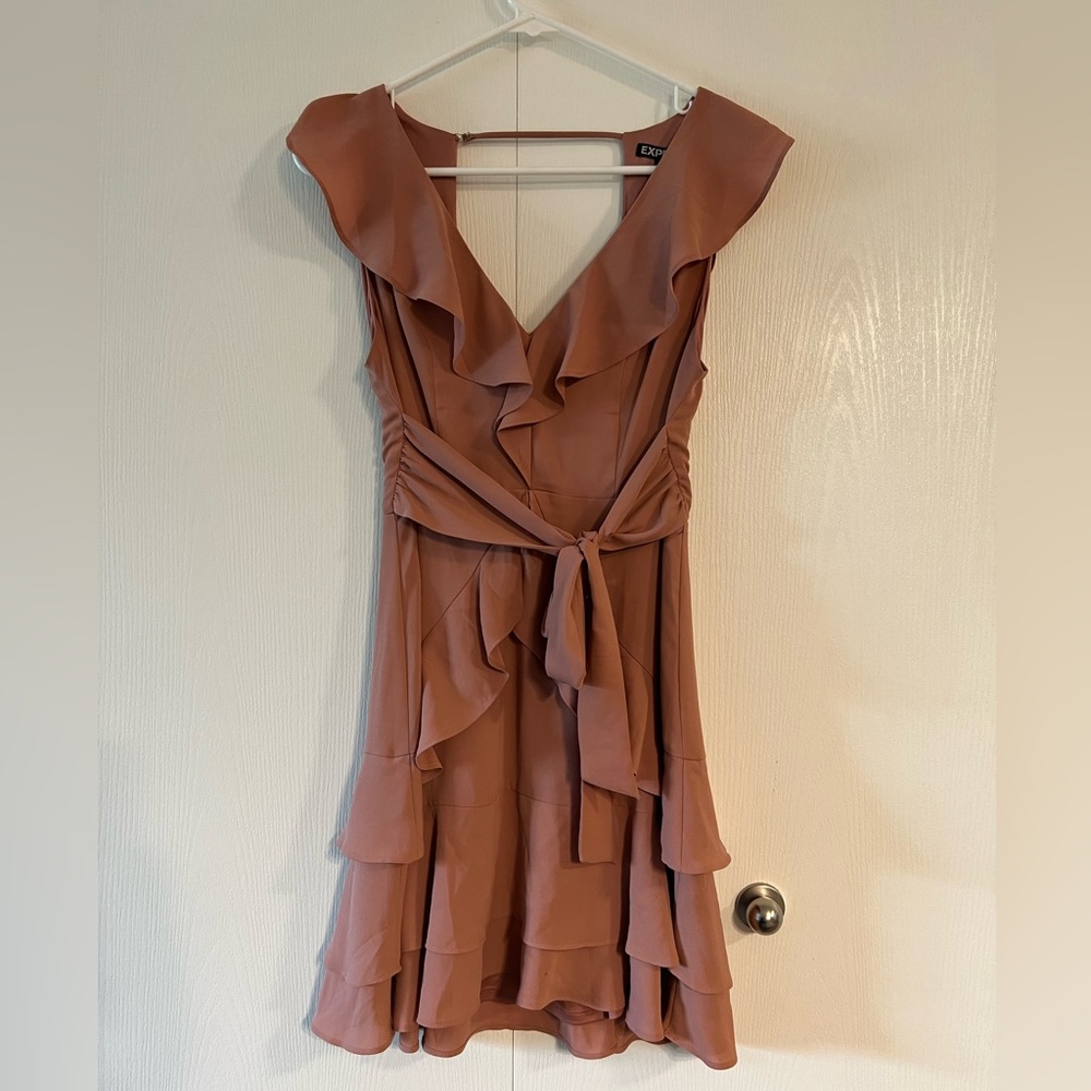 Blush ruffled chiffon dress